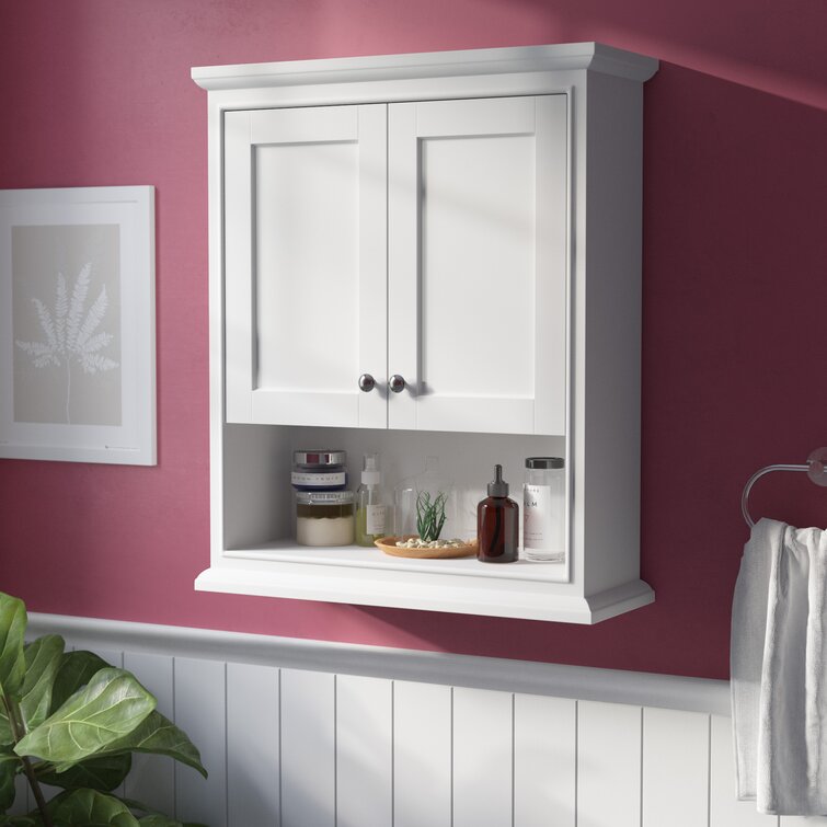 white bathroom wall mounted cabinet